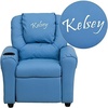 image:imageFlash Furniture Personalized Light Vinyl Kids Recliner with Cup Holder and Headrest Blue
