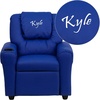 image:imageFlash Furniture Personalized Vinyl Kids Recliner with Cup Holder and Headrest Blue