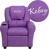 image:imageFlash Furniture Personalized Vinyl Kids Recliner with Cup Holder and Headrest Lavender