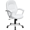 image:imageFlash Furniture Quincey MidBack White LeatherSoft Tapered Back Executive Swivel Office Chair with White Base and Arms