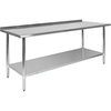 image:imageFlash Furniture Reader Stainless Steel 18 Gauge Prep and Work Table with 15 Backsplash and Undershelf  NSF Certified  72W x 30D x 36H