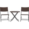 image:imageFlash Furniture Rouen Commercial Grade Folding Bistro Set IndoorOutdoor PE Rattan Table Top Back and Seat Charcoal Steel Frames 3 Piece Set GrayWhiteBrown
