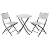 image:imageFlash Furniture Rouen Commercial Grade Folding Bistro Set IndoorOutdoor PE Rattan Table Top Back and Seat Natural Steel Frames 3 Piece Set NavyWhiteBlack  White