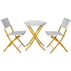 image:imageFlash Furniture Rouen Commercial Grade Folding Bistro Set IndoorOutdoor PE Rattan Table Top Back and Seat Natural Steel Frames 3 Piece Set NavyWhiteNavy  White