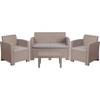 image:imageFlash Furniture Seneca 4 Piece Outdoor Faux Rattan Chair Loveseat and Table Set in Seneca Light GrayLight Gray