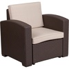 image:imageFlash Furniture Seneca Chocolate Brown Faux Rattan Chair with AllWeather Beige CushionChocolate Brown