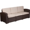 image:imageFlash Furniture Seneca Chocolate Brown Faux Rattan Sofa with AllWeather Beige CushionsChocolate Brown