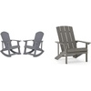 image:imageFlash Furniture Set of 2 Savannah Adirondack Rocking Chairs and Charlestown Adirondack Chair 350lb Capacity Polyresin Wood Style Gray