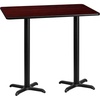 image:imageFlash Furniture Stiles 30 x 60 Rectangular Black Laminate Table Top with 22 x 22 Bar Height Table BasesMahogany