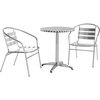 image:imageFlash Furniture TLHALUM24RD017BK2GG Lila 235 Round Aluminum IndoorOutdoor Table Set with 2 Slat Back Chairs BlackAluminum