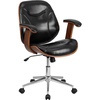 image:imageFlash Furniture Tansia MidBack Black LeatherSoft Executive Ergonomic Wood Swivel Office Chair with Arms