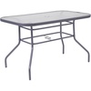 image:imageFlash Furniture Tory Rectangle Patio Table with Umbrella Hole Commercial AllWeather Table with Heat Resistant Tempered Glass Steel Tube Frame 275x4725 BlackClear TopSilver Frame