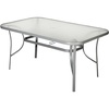 image:imageFlash Furniture Tory Rectangle Patio Table with Umbrella Hole Commercial AllWeather Table with Heat Resistant Tempered Glass Steel Tube Frame 35x 59 BlackClear TopSilver Frame