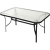 image:imageFlash Furniture Tory Rectangle Patio Table with Umbrella Hole Commercial AllWeather Table with Heat Resistant Tempered Glass Steel Tube Frame 35x 59 BlackClear TopBlack Frame