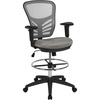 image:imageFlash Furniture Tyler MidBack Light Gray Mesh Ergonomic Drafting Chair with Adjustable Chrome Foot Ring Adjustable Arms and White FrameLight Gray MeshBlack Frame