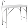 image:imageFlash Furniture Wesley 4 Portable Fish Cleaning Table with Sink Outdoor Portable Folding Camping Sink Table with Faucet and Hose Attachment White