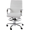 image:imageFlash Furniture Whitney MidBack Swivel LeatherSoft Drafting Chair with Padded Seat Armrests and Foot Ring Adjustable Office Chair WhiteChromeWhite