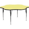 image:imageFlash Furniture Wren 60 Flower Grey Thermal Laminate Activity Table  Standard Height Adjustable LegsYellow
