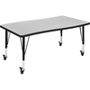 image:imageFlash Furniture Wren Mobile 28W x 475L Rectangular Wave Flexible Collaborative Oak Thermal Laminate Activity Table  Height Adjustable Short LegsGrey