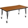 image:imageFlash Furniture Wren Mobile 28W x 475L Rectangular Wave Flexible Collaborative Oak Thermal Laminate Activity Table  Height Adjustable Short LegsOak
