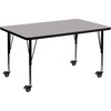 image:imageFlash Furniture Wren Mobile 30W x 48L Rectangular Grey HP Laminate Activity Table  Height Adjustable Short LegsGrey