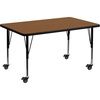 image:imageFlash Furniture Wren Mobile 30W x 48L Rectangular Grey HP Laminate Activity Table  Height Adjustable Short LegsOak