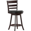 image:imageFlash Furniture Zerrick Commercial Classic Ladderback Barstool  Espresso Wood Frame  Black LeatherSoft Seat  Counter Height  360 Swivel Seat  FootrestBlack VinylEspresso Frame
