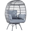 image:imageFlash Furniture Zola Commercial IndoorOutdoor Swivel Lounge Chair Oversized Wicker Egg Chair 360 Degree Swivel High Back 4 Cushions CreamBrownGray CushionsGray Frame