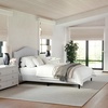 image:imageMartha Stewart Amelia Platform Bed with Curved Headboard and Cushioned Side Rails Boucle Upholstery Wood Slat Foundation No Box Spring Needed King OffWhite BoucleGray FabricBlack Legs
