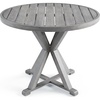 image:imageMartha Stewart Bedford 36 Round IndoorOutdoor Aluminum Patio Dining Table with Trestle Base Accommodates up to 4 Adults Brushed Brown Woodgrain FinishGrey