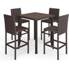 image:imageMartha Stewart Bedford 5Piece IndoorOutdoor Bar Height Set with 4 Patio Bar Stools and Bar Height Table with Faux Wood Top and Rattan Wicker Finish in BrownBrown