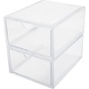image:imageMartha Stewart Brody Desk Organizer with Drawer Stackable Plastic Desk Storage Box Organizer for Office Bathroom Countertop or Dorm 6 x 75 2 Pack Clear6 x 75