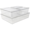 image:imageMartha Stewart Brody Plastic Storage Organizer Bins with Lids for Home Office Kitchen or Bathroom 4 Pack 2Small1Medium 1 Large ClearWhiteSet of 1