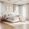 image:imageMartha Stewart Carmy Platform Bed with Tufted Headboard Cushioned Side Rails Faux Linen Upholstery Wood Slat Foundation No Box Spring Needed King WhiteKing