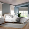 image:imageMartha Stewart Flynn Platform Bed with Headboard Fabric Upholstered Inset Headboard and Base Solid Wood Frame No Box Spring Needed Queen Light BeechSnowQueen