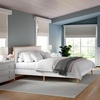 image:imageMartha Stewart Flynn Platform Bed with Headboard Fabric Upholstered Inset Headboard and Base Solid Wood Frame No Box Spring Needed Queen Light BeechSnowKing