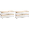 image:imageMartha Stewart Grady Clear Plastic Stackable Storage Boxes with Light Natural Paulownia Wood Lids Set of 3Set of 1 Pack of 2