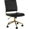 image:imageMartha Stewart Ivy Armless Swivel Task Chair for Home Office in Black Faux Leather with Polished Brass FrameBlack Faux LeatherPolished Brass