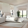 image:imageMartha Stewart Kay Low Profile Platform Bed with Wingback Headboard Channel Stitched Faux Linen Upholstery No Box Spring Needed Queen BeigeBeige FabricWalnut Legs