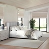 image:imageMartha Stewart Kay Low Profile Platform Bed with Wingback Headboard Channel Stitched Faux Linen Upholstery No Box Spring Needed Queen BeigeGray FabricBlack Legs