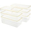image:imageMartha Stewart Kerry Plastic Stackable Office Desk Drawer Organizers 3 x 3 12 Pack with Gold Trim6 x 3