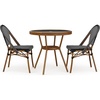 image:imageMartha Stewart Lily Pond 31 Round IndoorOutdoor Bistro Dining Table with Aluminum Frame in Natural Woodgrain and Rattan Top in WhiteNavy with Tempered Glass TopBlack  WhiteNatural Frame