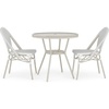 image:imageMartha Stewart Lily Pond 31 Round IndoorOutdoor Bistro Dining Table with Aluminum Frame in Natural Woodgrain and Rattan Top in WhiteNavy with Tempered Glass TopGray  WhiteGray Frame
