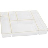 image:imageMartha Stewart Miles Plastic Stackable Office Desk Drawer Organizers Set of 6 ClearClearGold Trim