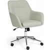 image:imageMartha Stewart Rayna Swivel Task Chair with Flared Arms for Home Office in Saddle Brown Faux Leather with Oil Rubbed Bronze FrameLight Gray FabricPolished Nickel Frame