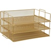 image:imageMartha Stewart Ryder 3 Tier Desk Letter Tray Organizer Stackable Steel Mesh Inbox Tray for Files Papers or Letters Gold