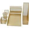 image:imageMartha Stewart Ryder Gold Mesh Metal 6 Piece Set Desktop Organizers and Accessories Holds Files Magazines Letters Pens Sticky Notes and Business Cards