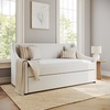 image:imageMartha Stewart Simone Twin Size Trundle Bed Upholstered Daybed with PullOut Trundle SpaceSaving Design Sturdy Wood Frame No Box Spring Required OffWhite