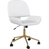 image:imageMartha Stewart Tyla Armless Swivel Task Chair for Home Office in White Faux Leather with Polished Brass FrameWhite Faux LeatherPolished Brass