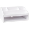 image:imageMartha Stewart Weston Wooden Desktop Organizer with Open Lower Storage Compartment Paulownia Wood Multipurpose Storage Caddy Light NaturalWhite